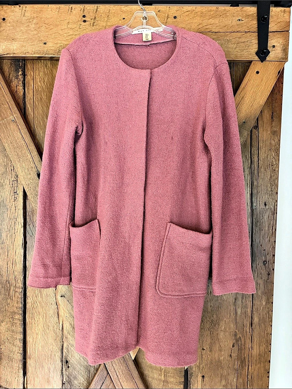 Max Studio Size Small Dusty Rose Wool Blend Zip Front Coat